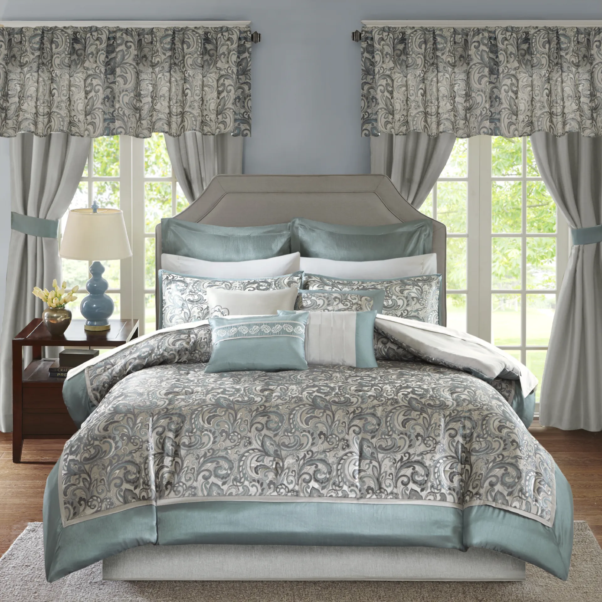 Maitha Teal 24 Pc Queen Room in a Bag - Image 1