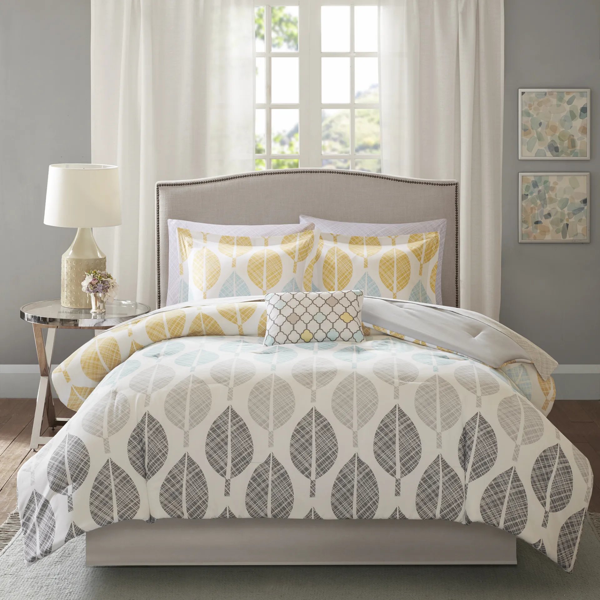 Sansa Yellow 9 Pc Queen Comforter Set - Image 1