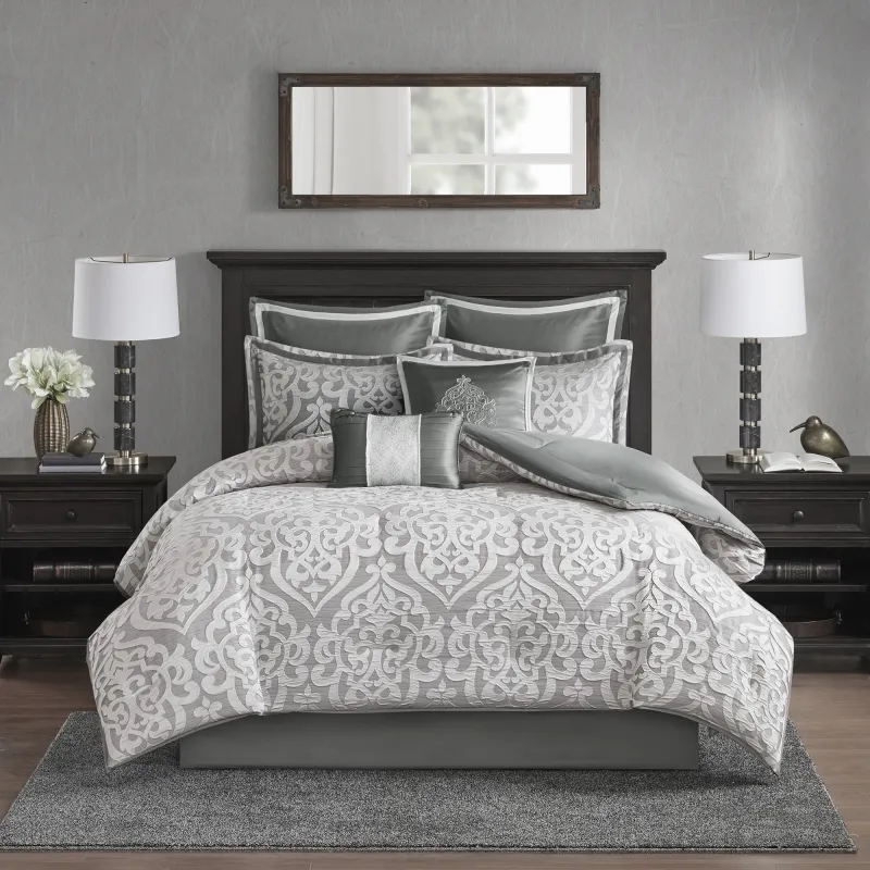 Magali Silver 8 Pc California King Comforter Set