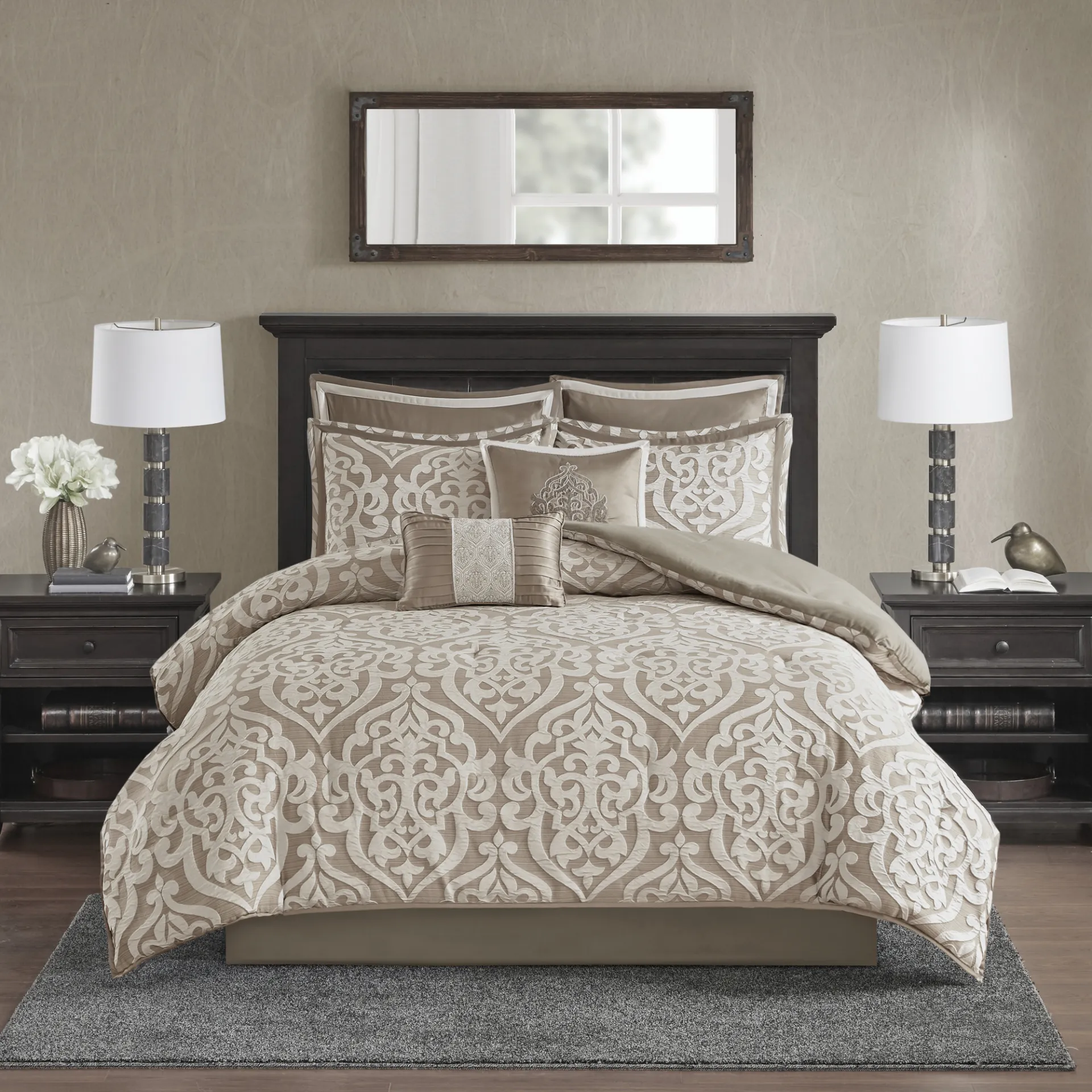 Zaida Tan 8 Pc Queen Comforter Set - Image 1