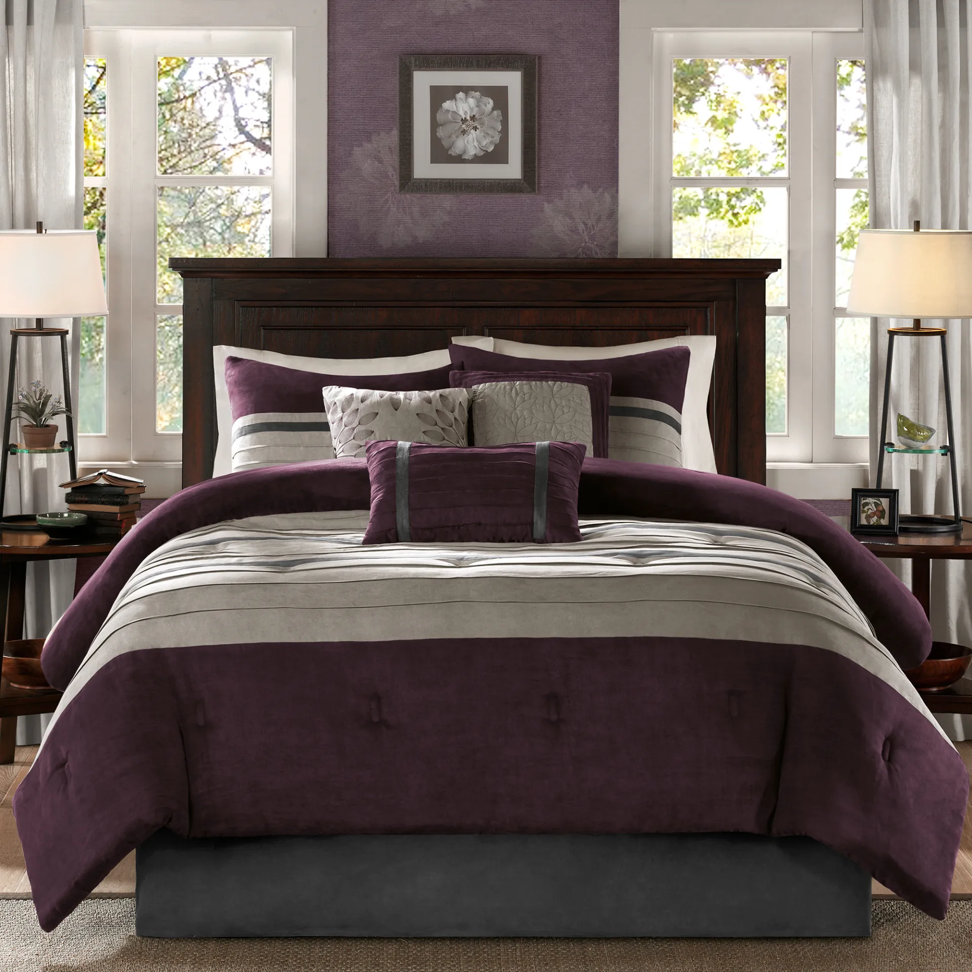 Metina Purple 7 Pc California King Comforter Set - Image 1