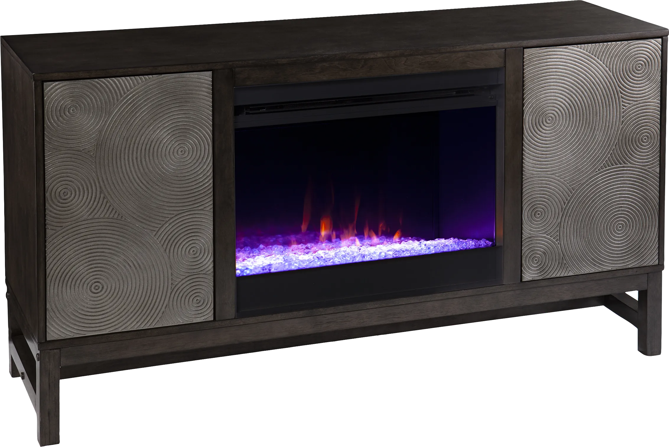 Lysander I Brown 54 in. Console, With Color Changing Electric Fireplace