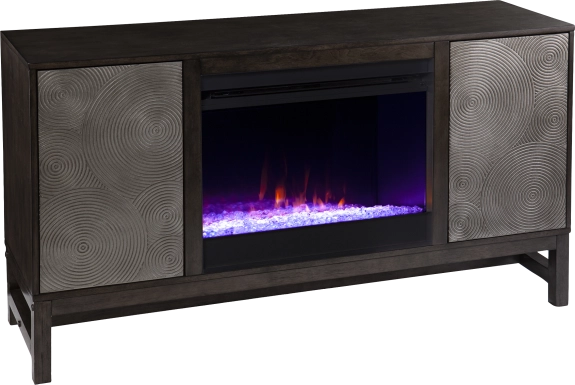 Lysander I Brown 54 in. Console, With Color Changing Electric Fireplace