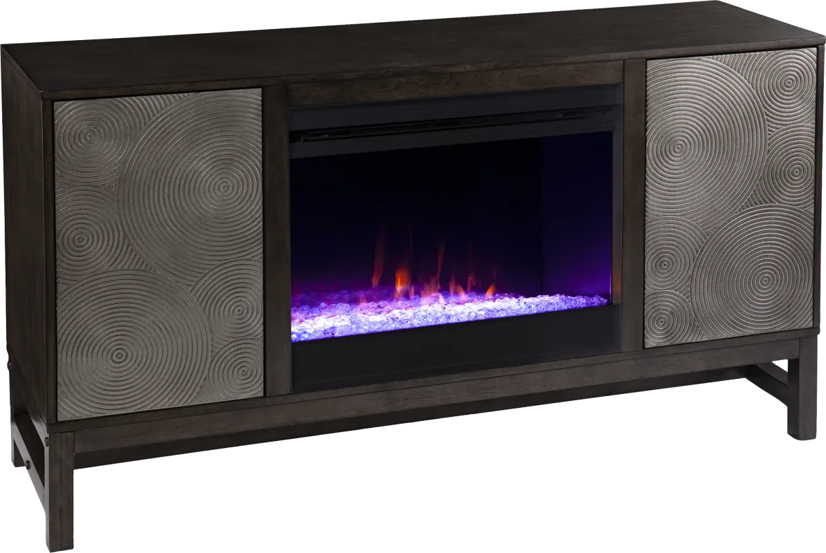 Lysander I Brown 54 in. Console, With Color Changing Electric Fireplace