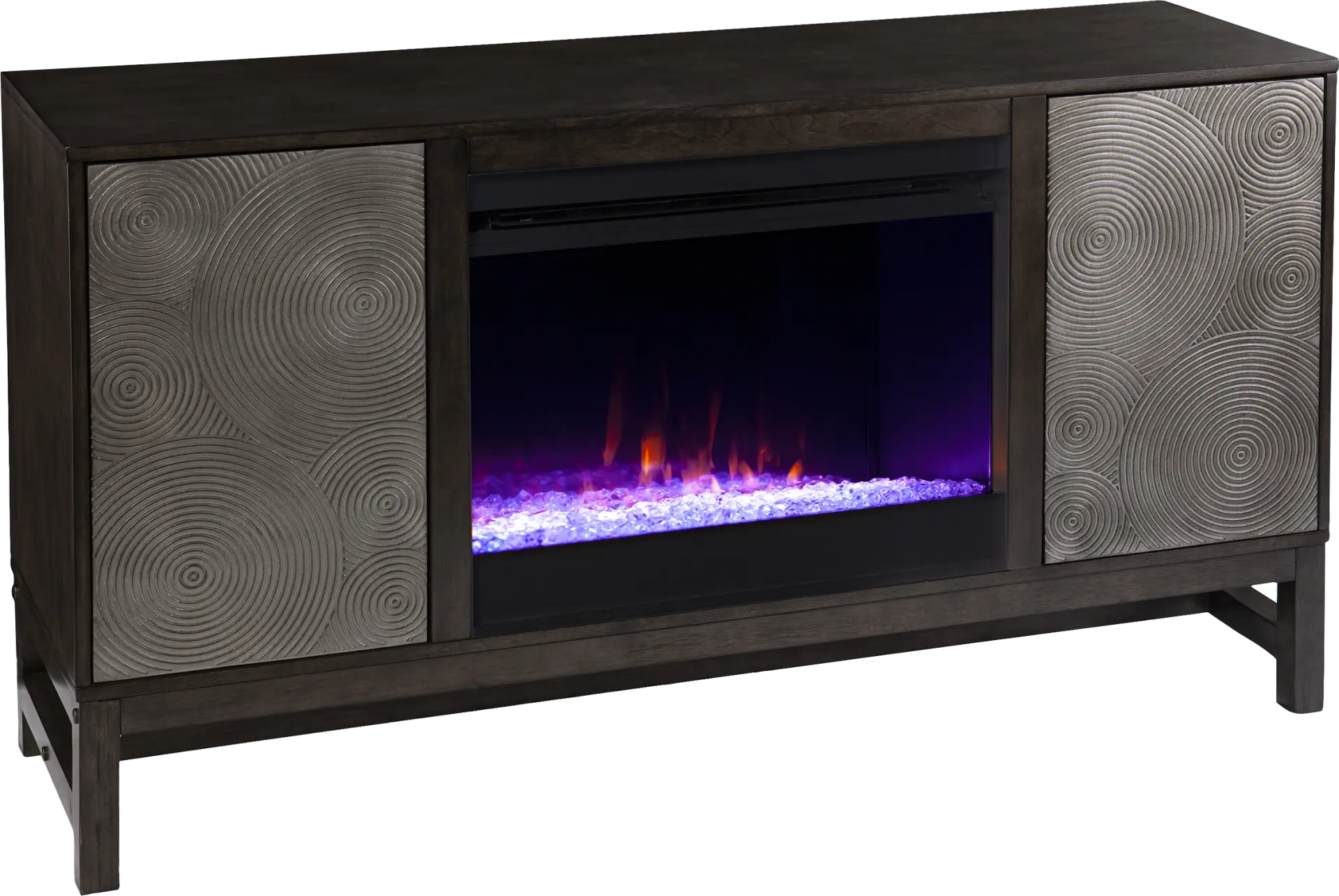 Lysander I Brown 54 in. Console, With Color Changing Electric Fireplace