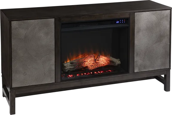 Lysander IV Brown 54 in. Console, With Touch Panel Electric Log Fireplace