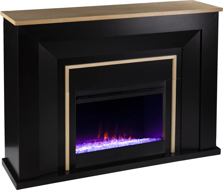 Elmington I Black 52 in. Console, With Color Changing Electric Fireplace