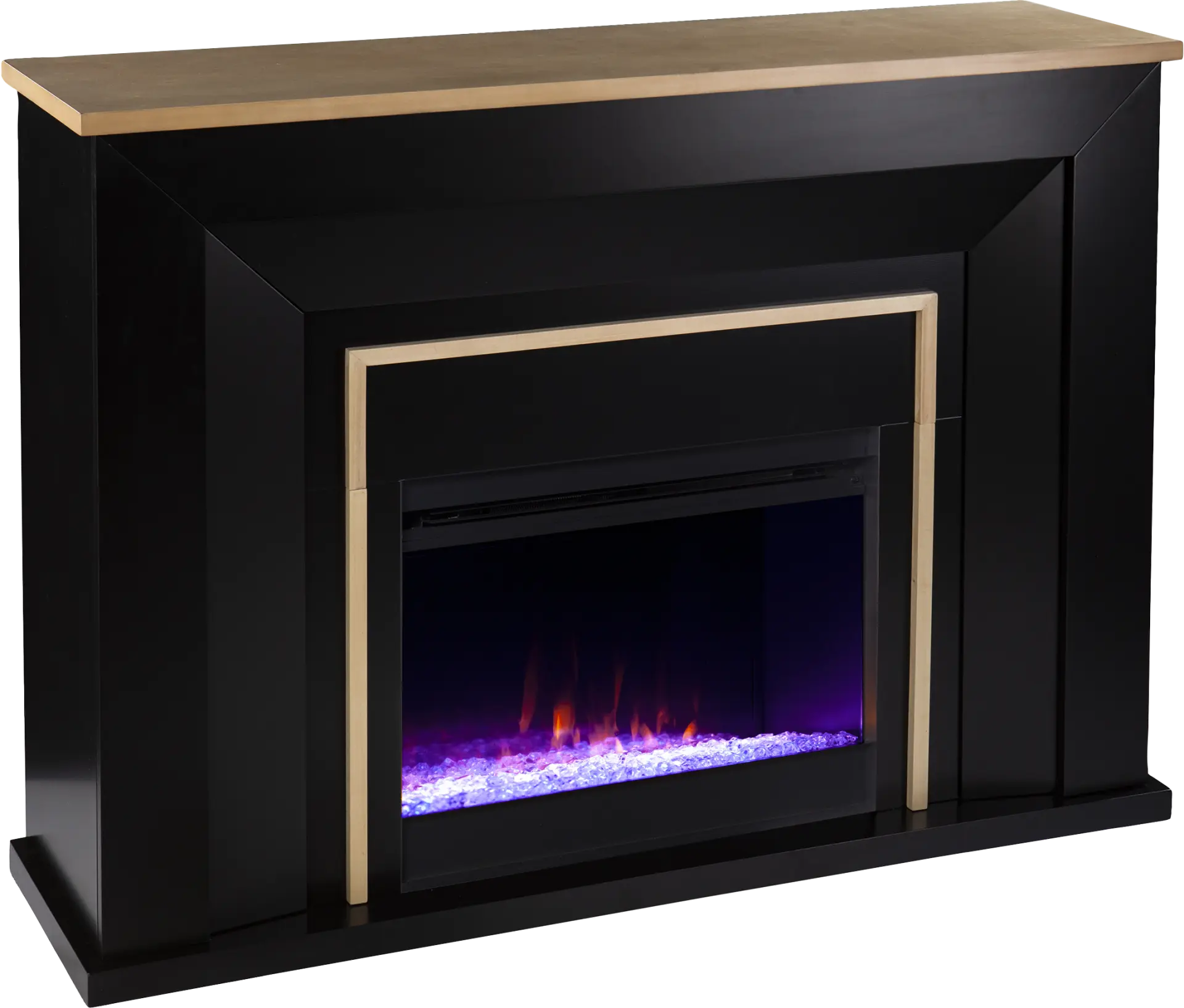 Elmington I Black 52 in. Console, With Color Changing Electric Fireplace