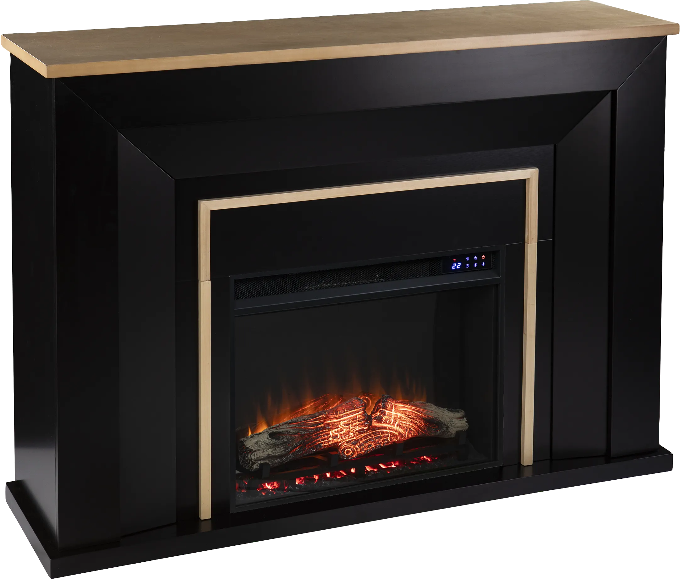 Elmington IV Black 52 in. Console, With Touch Panel Electric Log Fireplace