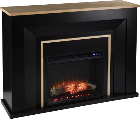 Elmington IV Black 52 in. Console, With Touch Panel Electric Log Fireplace