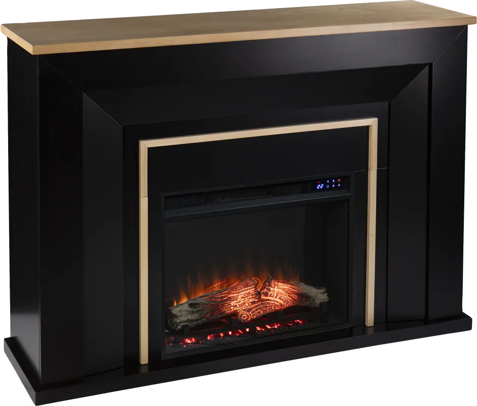 Elmington IV Black 52 in. Console, With Touch Panel Electric Log Fireplace