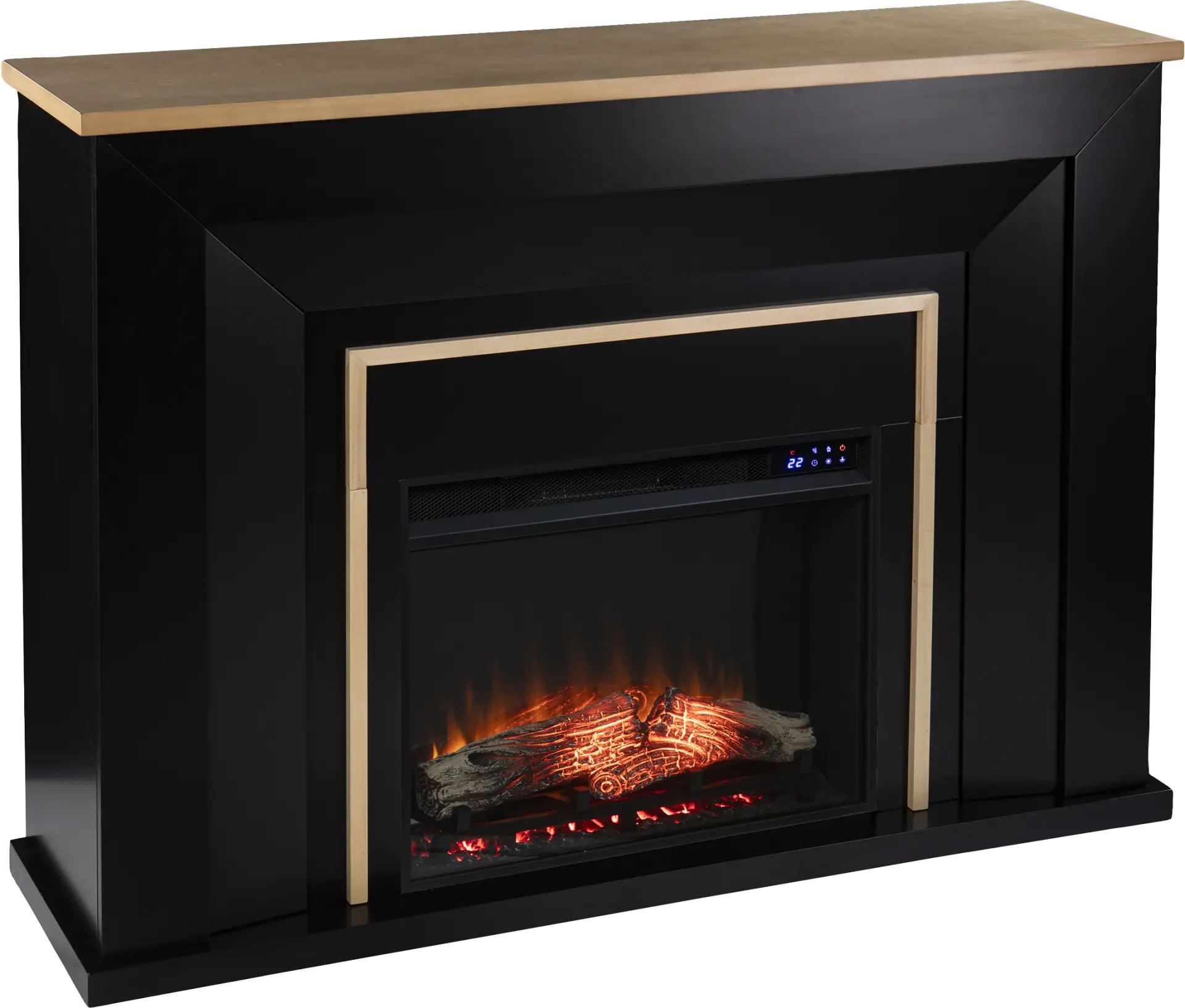 Elmington IV Black 52 in. Console, With Touch Panel Electric Log Fireplace