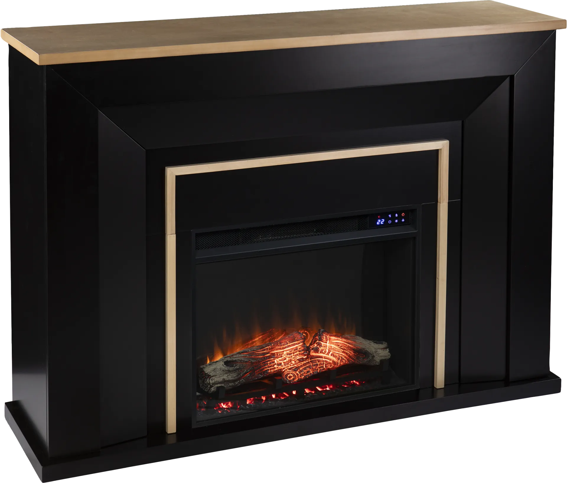 Elmington IV Black 52 in. Console, With Touch Panel Electric Log Fireplace - Image 1
