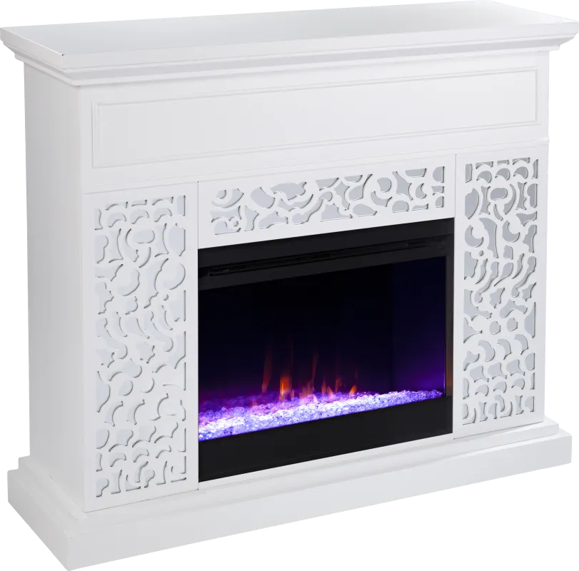 Ennismore I White 46 in. Console, With Color Changing Electric Fireplace