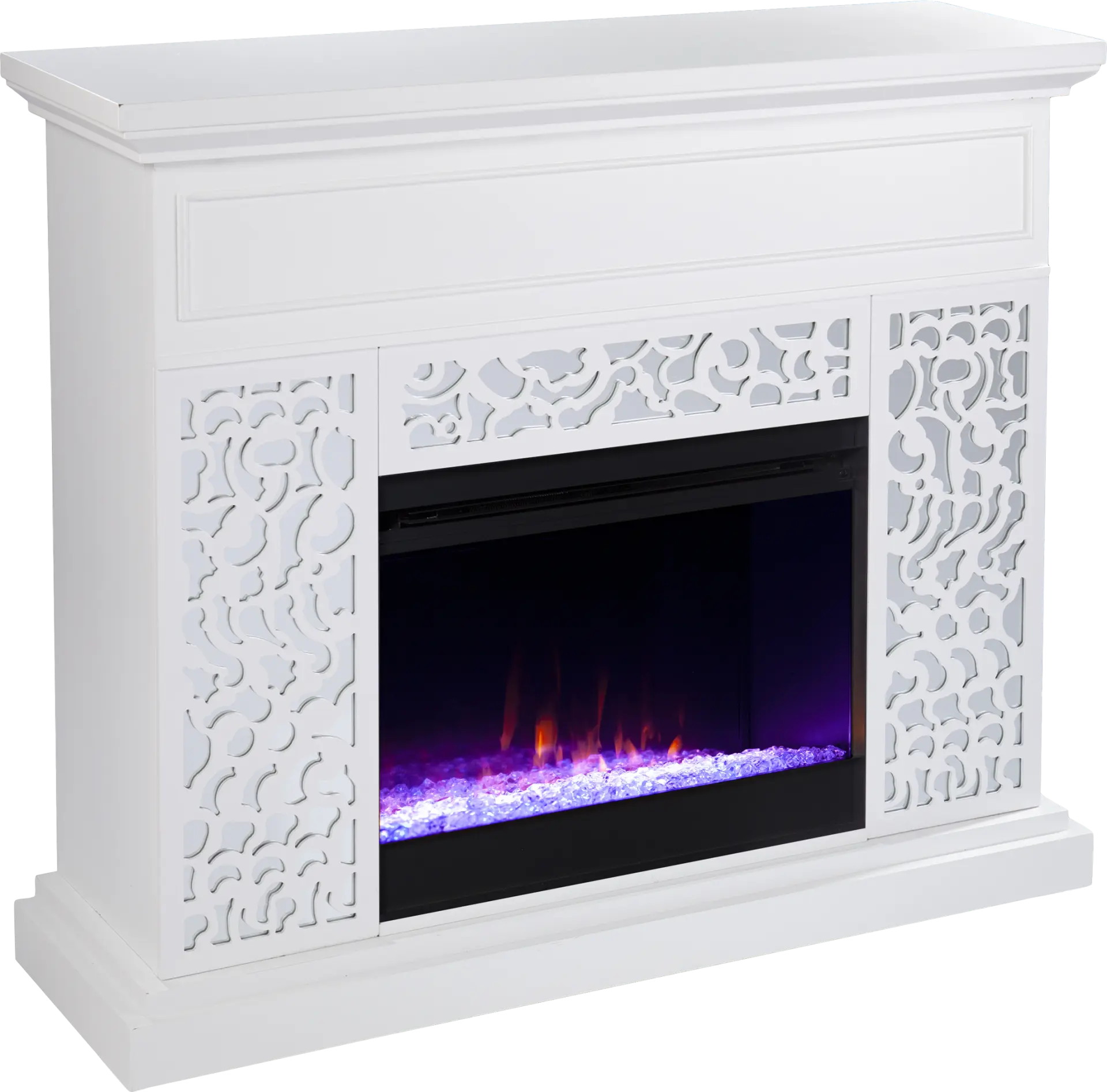 Ennismore I White 46 in. Console, With Color Changing Electric Fireplace
