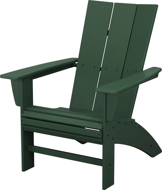 POLYWOOD Modern Green Outdoor Curveback Adirondack Chair