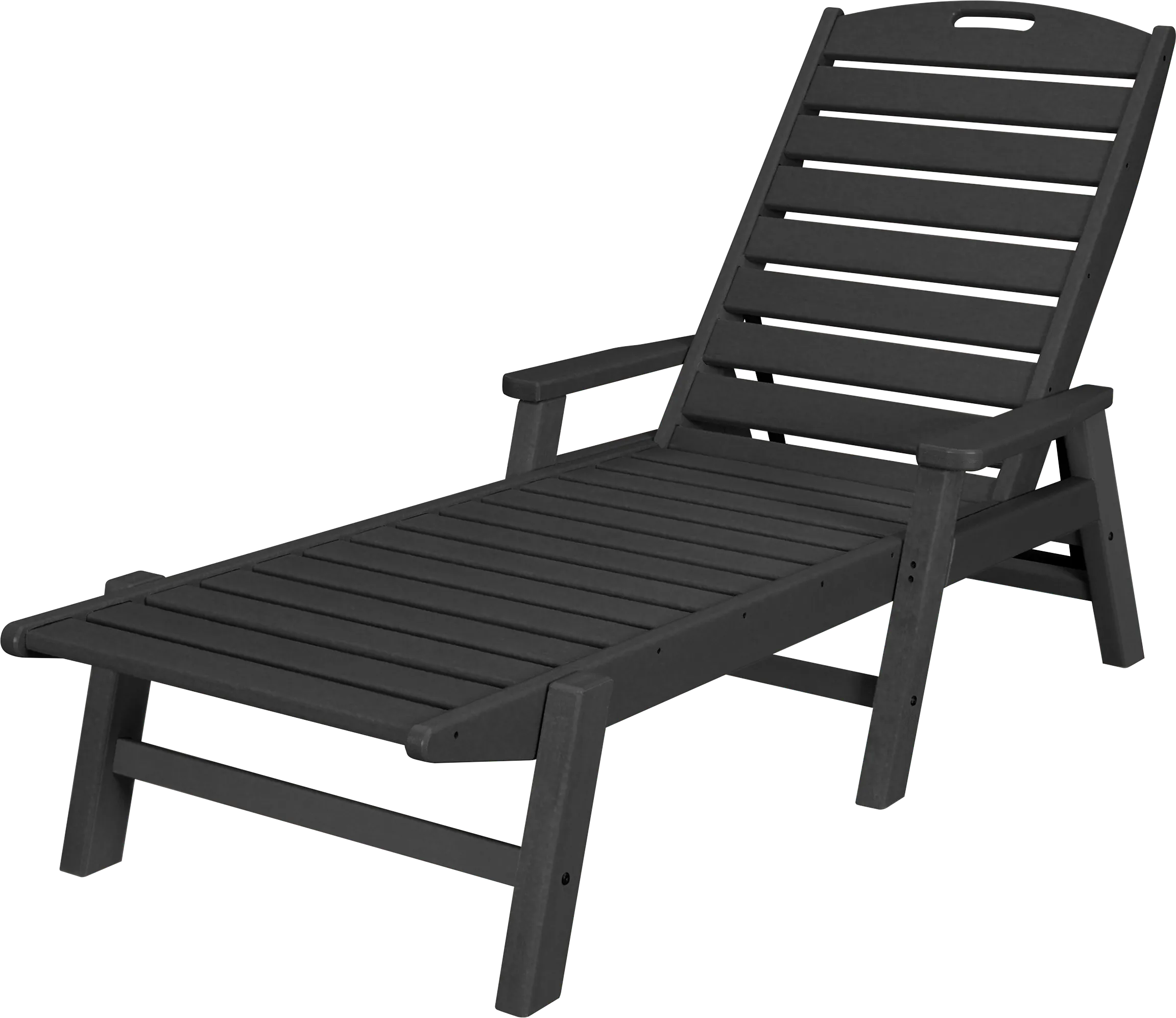 POLYWOOD Nautical Black Outdoor Chaise - Thumbnail - Image 1