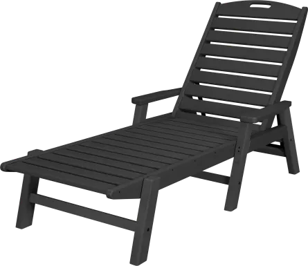 POLYWOOD Nautical Black Outdoor Chaise