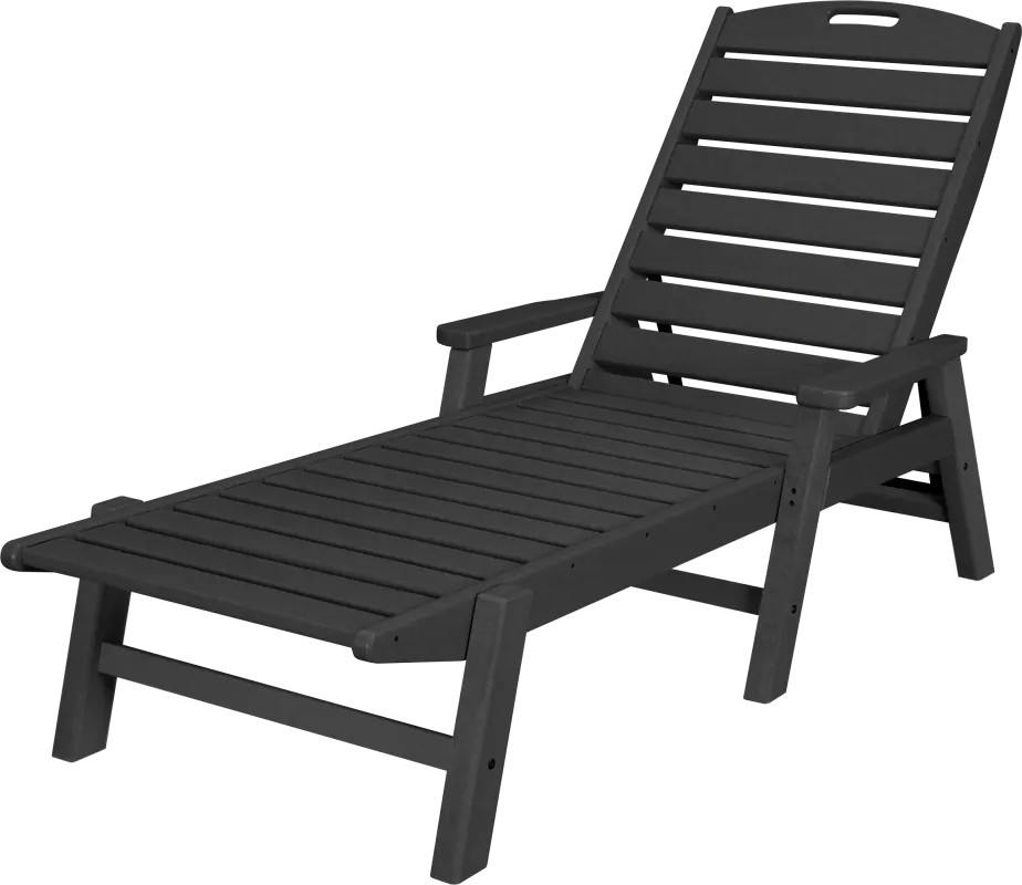 POLYWOOD Nautical Black Outdoor Chaise