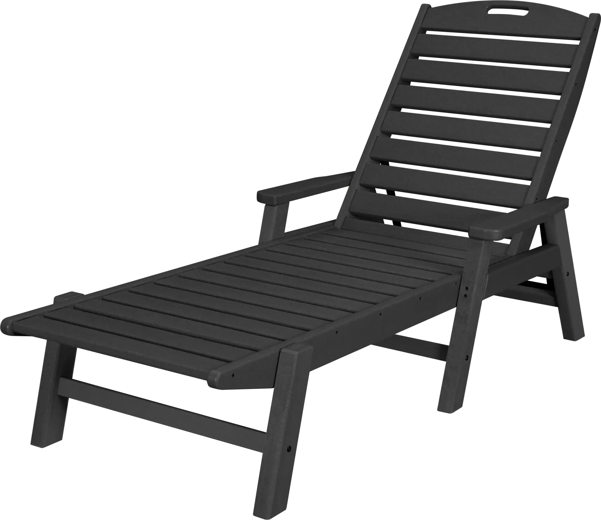 POLYWOOD Nautical Black Outdoor Chaise - Image 1