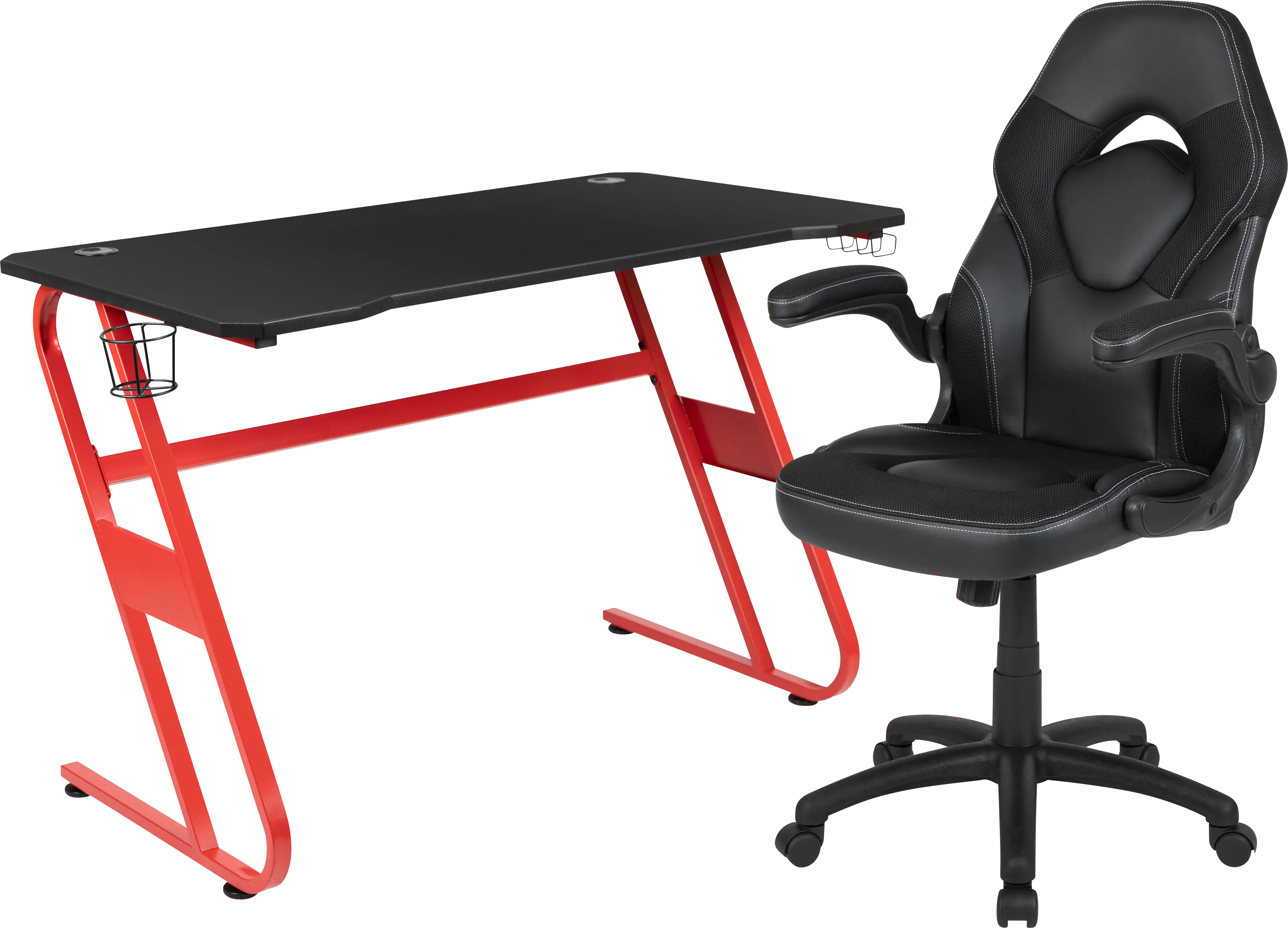 Kids Turole Red/Black Gaming Desk and Chair Set - Thumbnail - Image 1