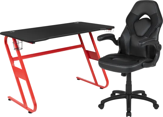 Kids Turole Red/Black Gaming Desk and Chair Set