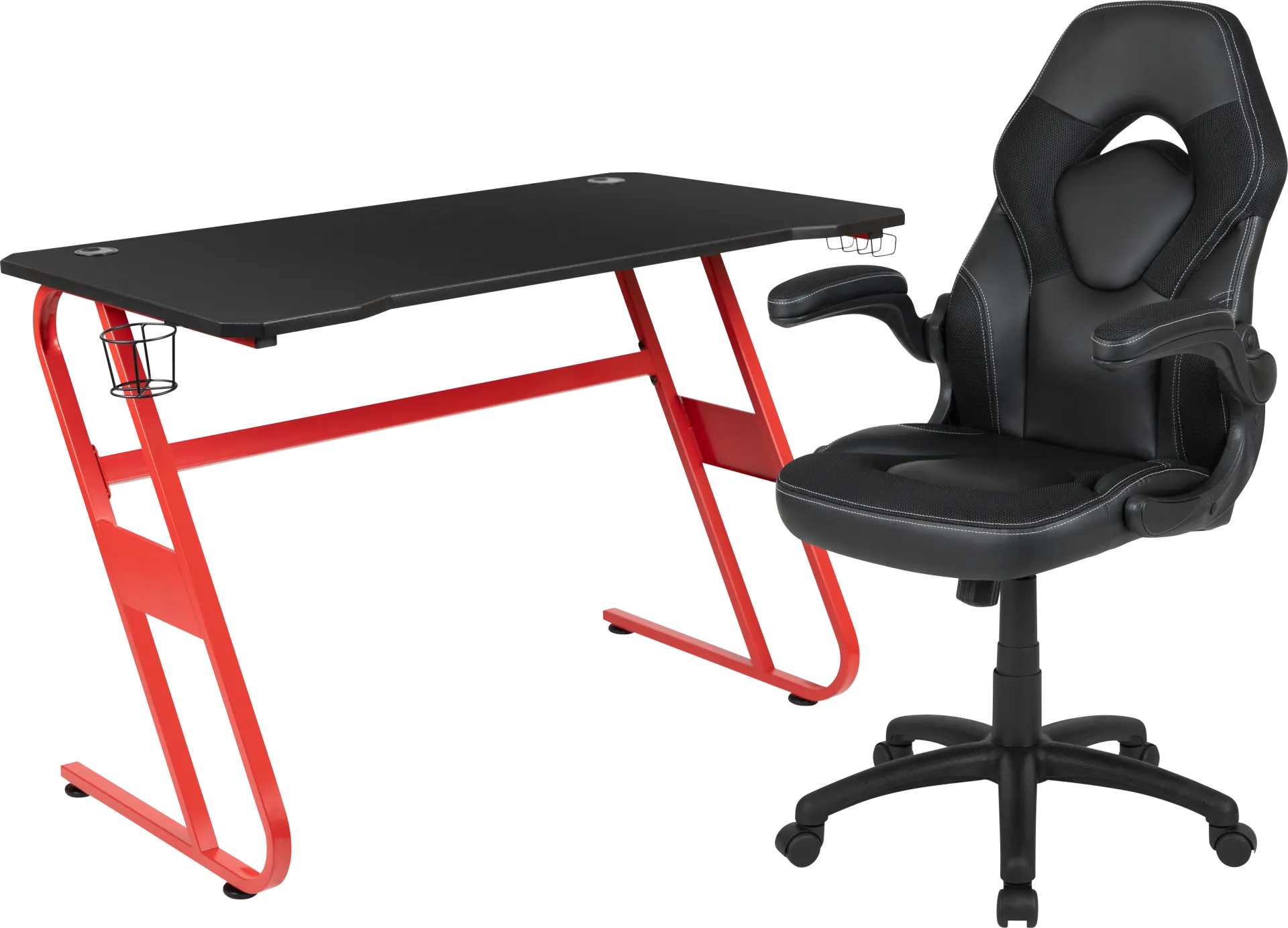 Kids Turole Red/Black Gaming Desk and Chair Set - Image 1