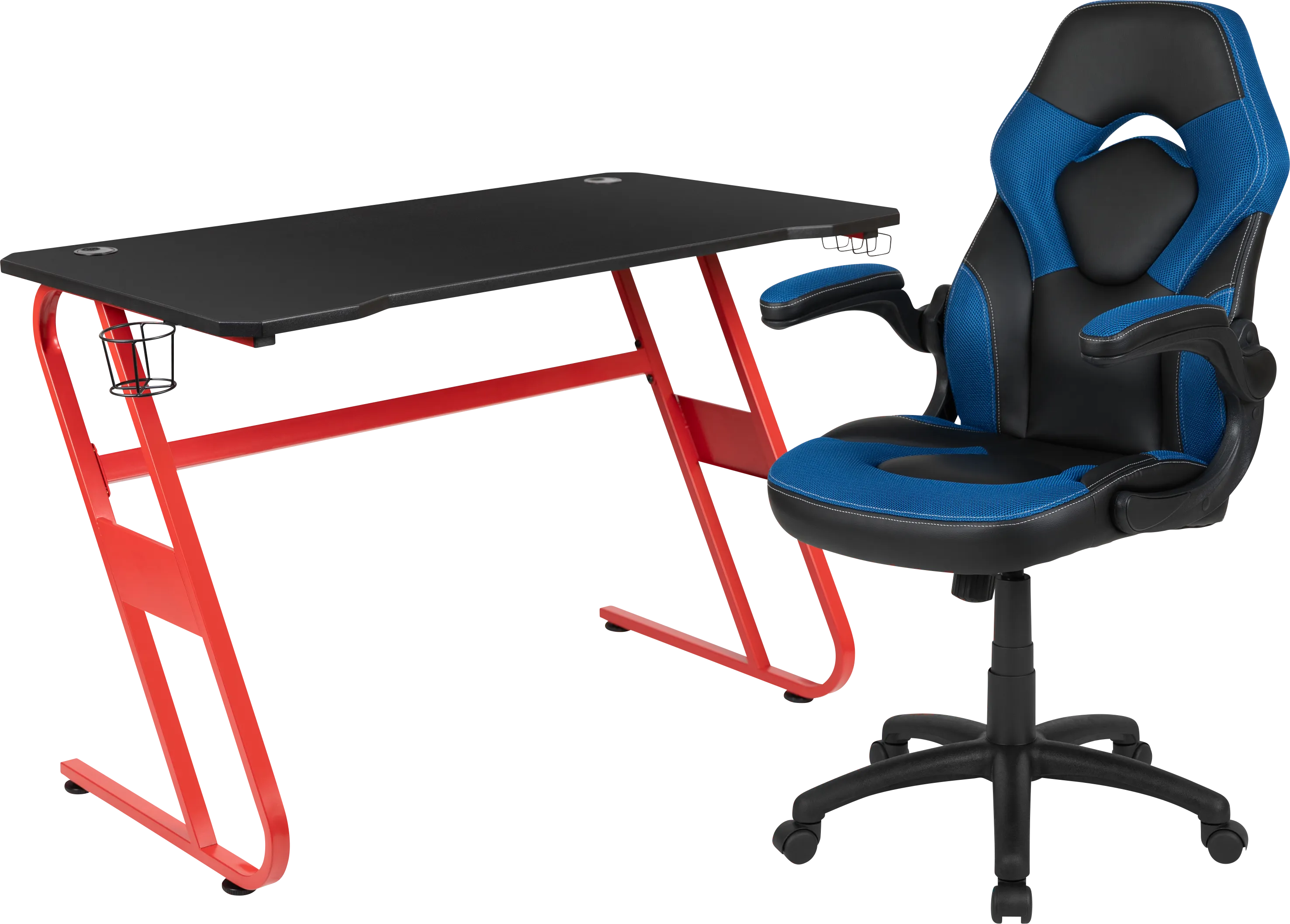 Kids Turole Red/Blue Gaming Desk and Chair Set - Thumbnail - Image 1