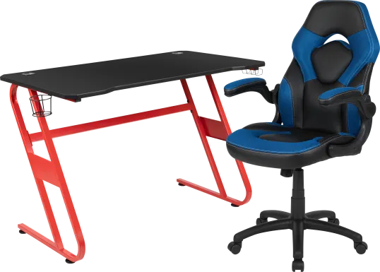 Kids Turole Red/Blue Gaming Desk and Chair Set