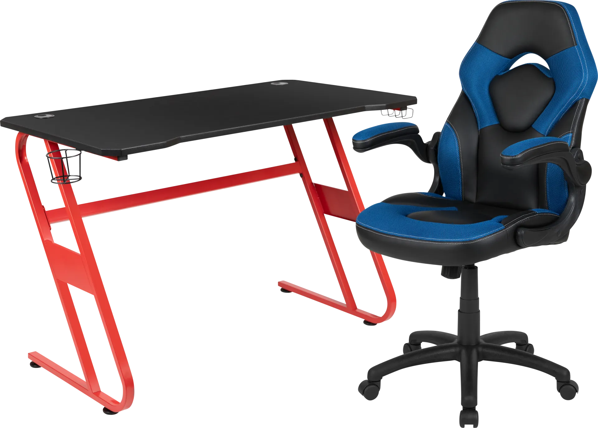 Kids Turole Red/Blue Gaming Desk and Chair Set - Image 1