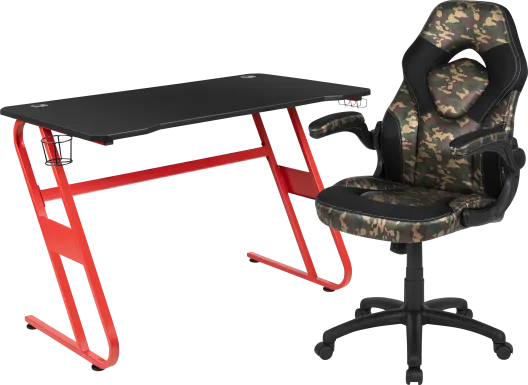 Kids Turole Red/Green Gaming Desk and Chair Set