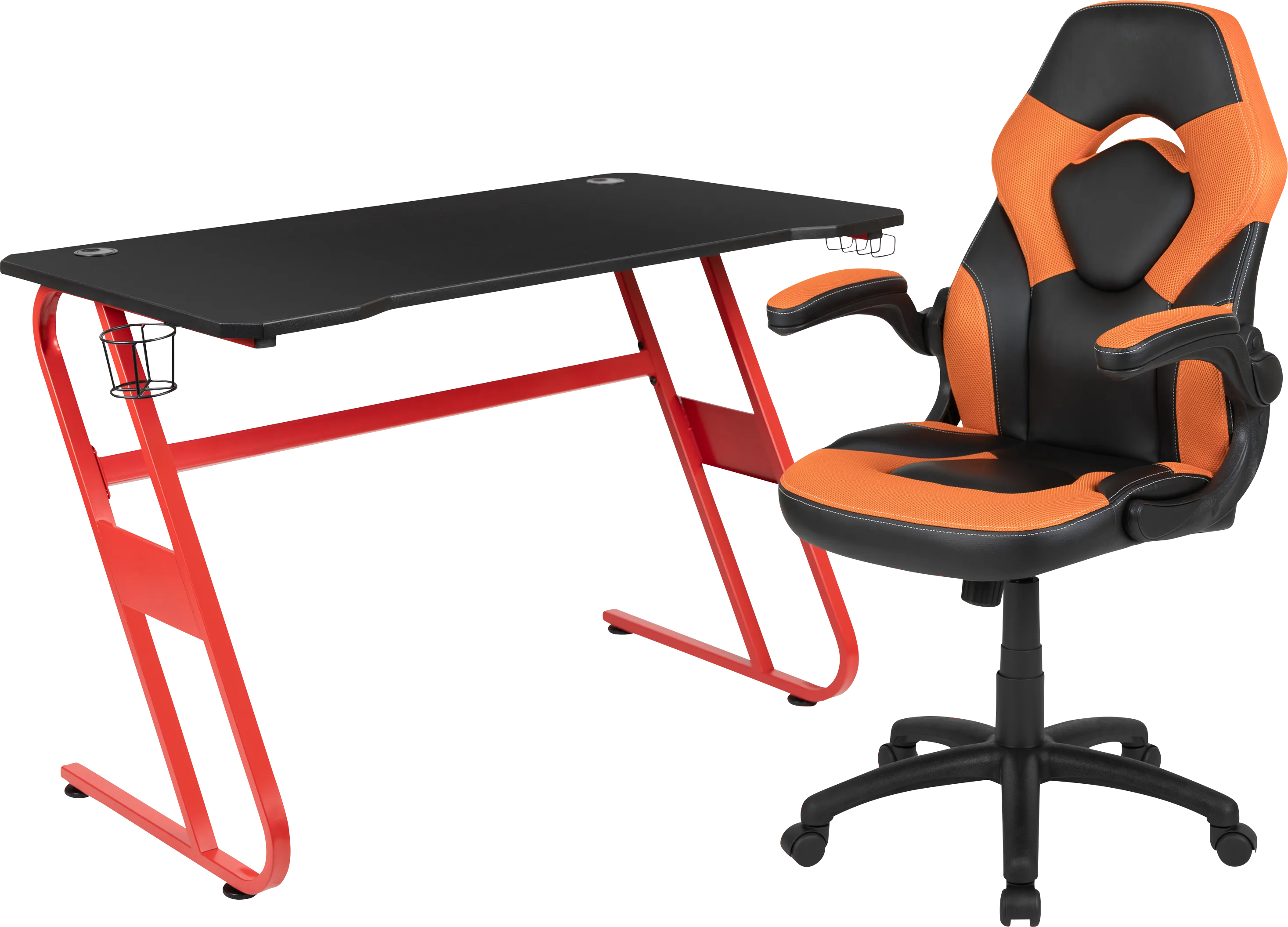 Kids Turole Red/Orange Gaming Desk and Chair Set - Thumbnail - Image 1