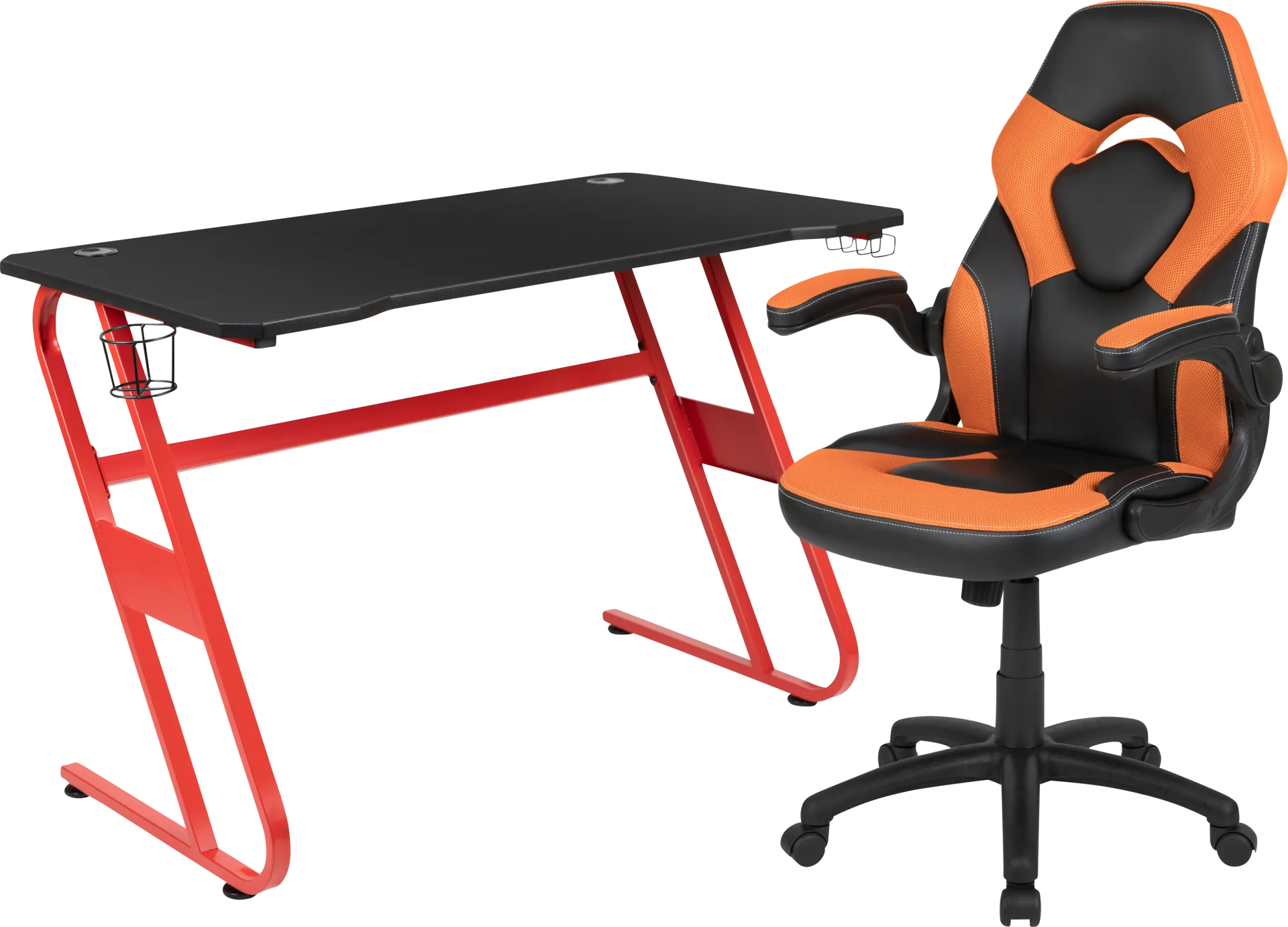 Kids Turole Red/Orange Gaming Desk and Chair Set - Image 1