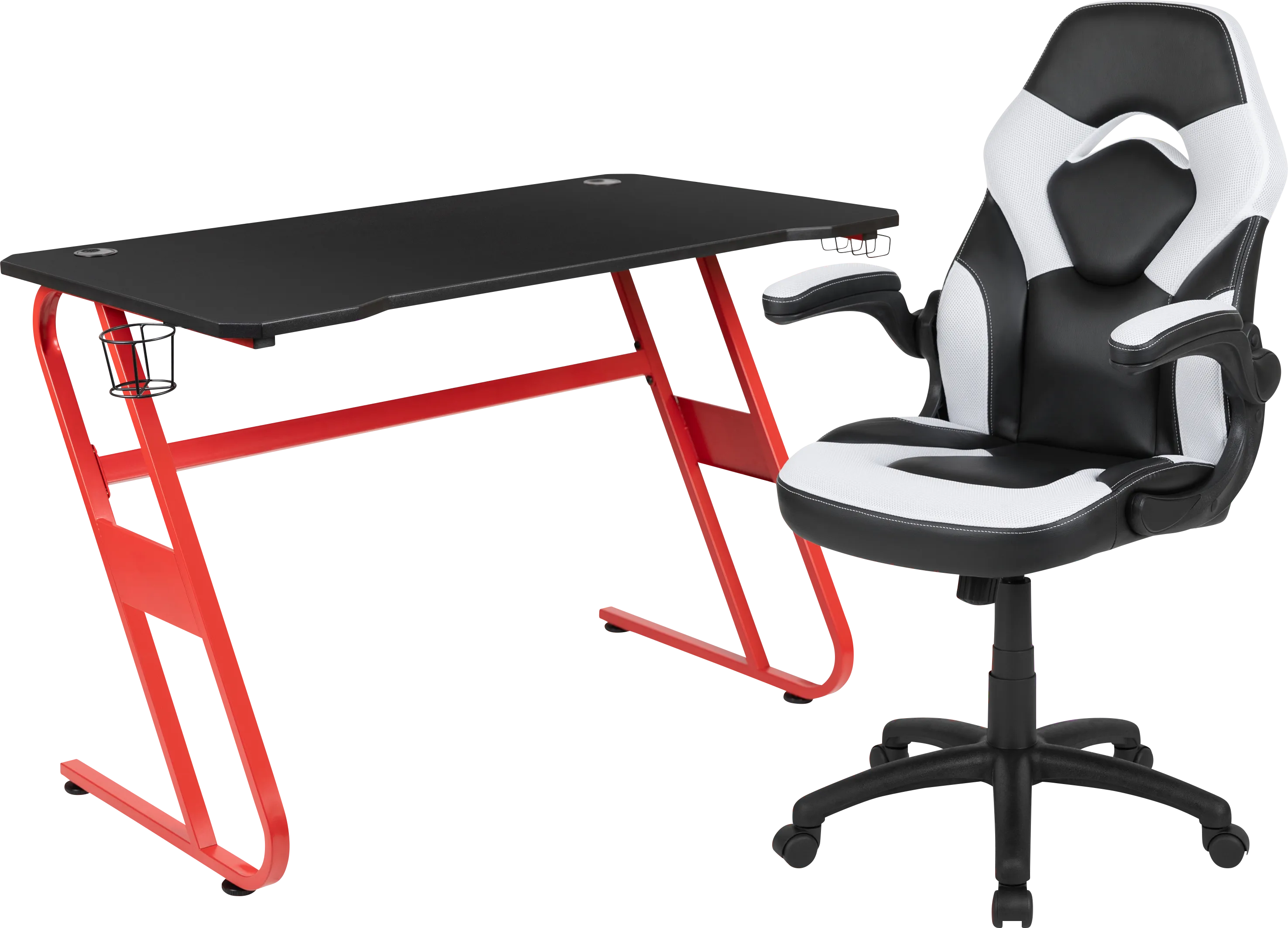 Kids Turole Red/White Gaming Desk and Chair Set - Thumbnail - Image 1