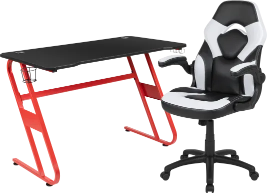 Kids Turole Red/White Gaming Desk and Chair Set