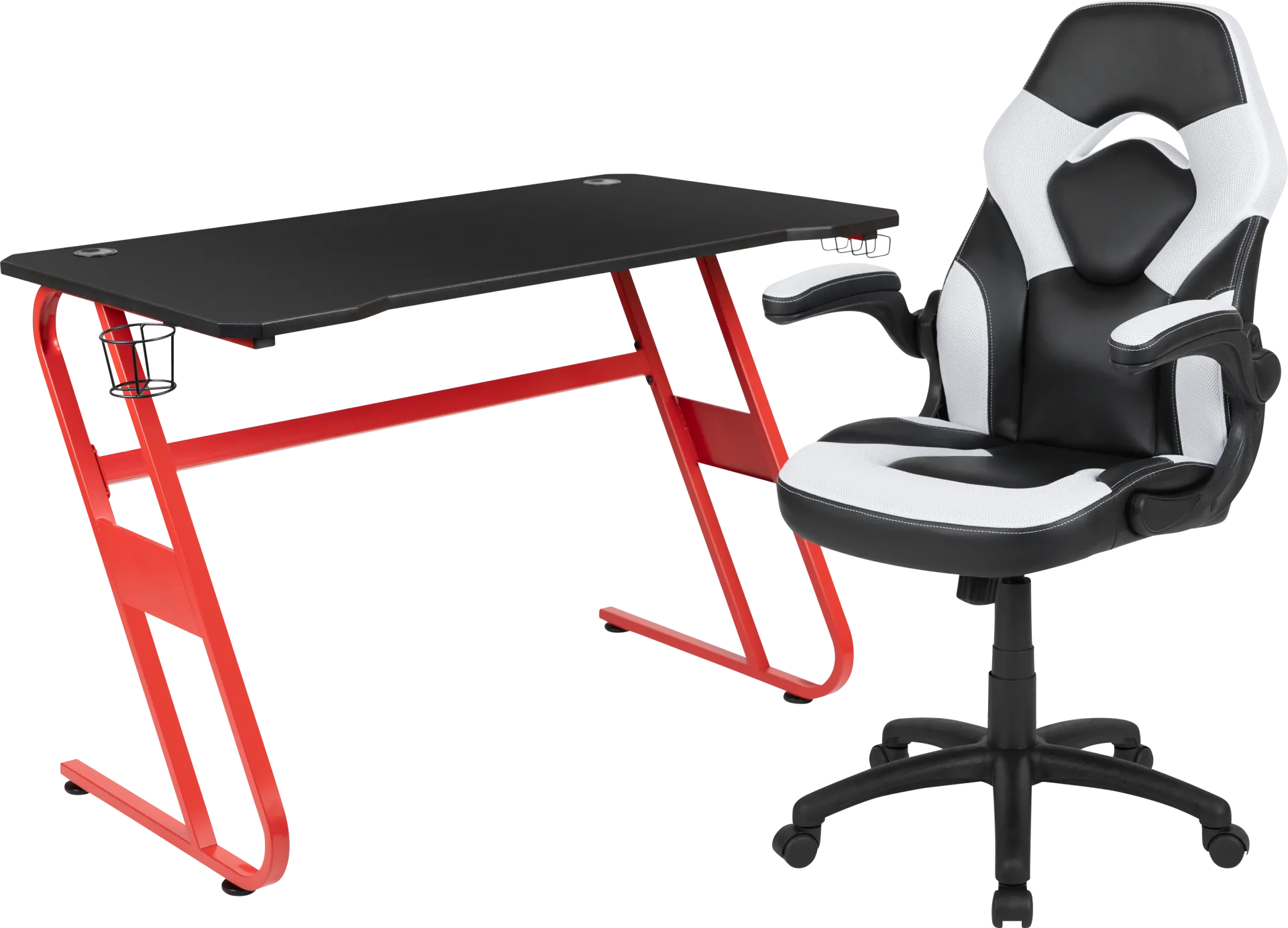 Kids Turole Red/White Gaming Desk and Chair Set - Image 1