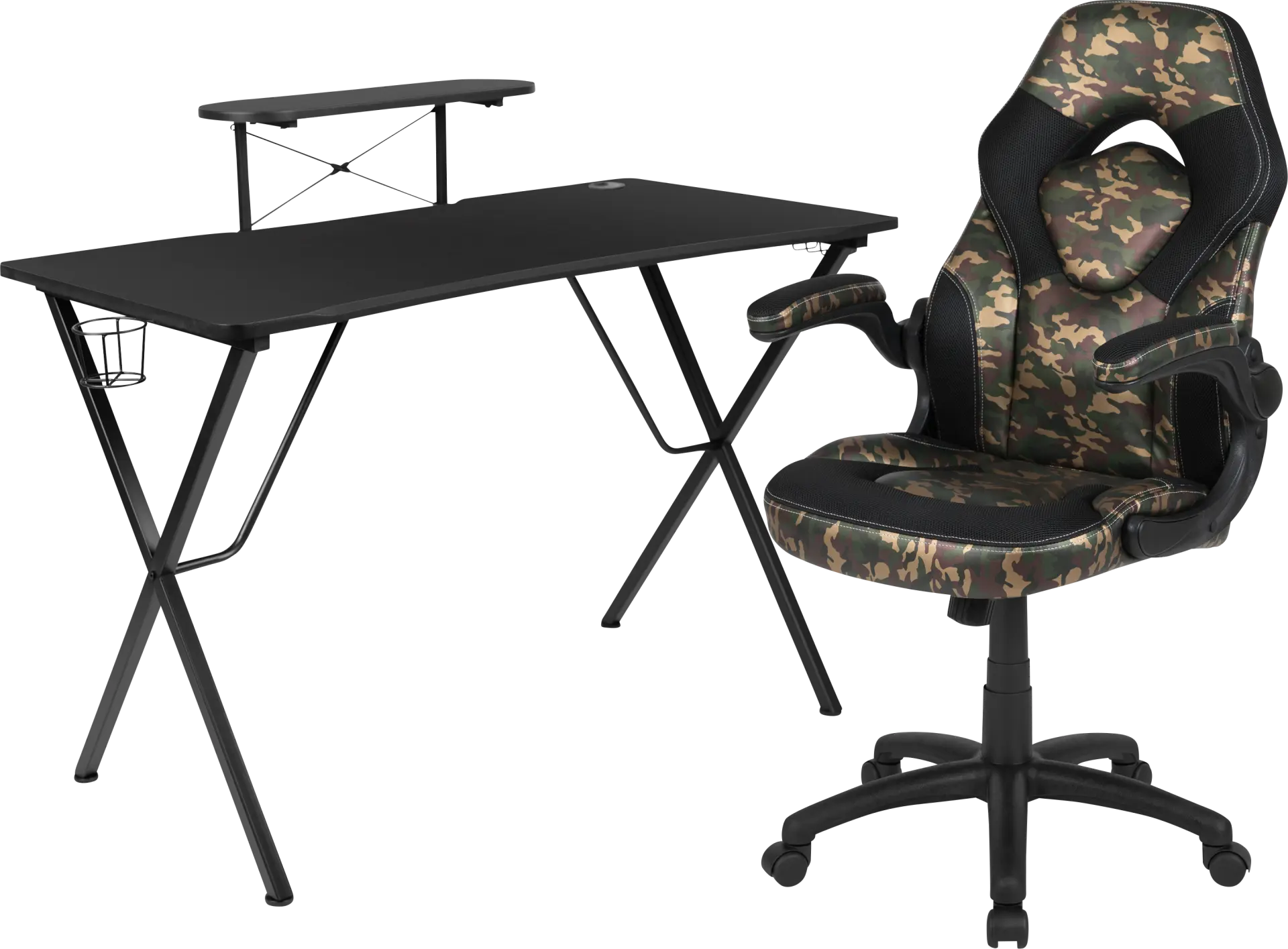 Gerro Black/Green PC Gaming Desk and Chair Set
