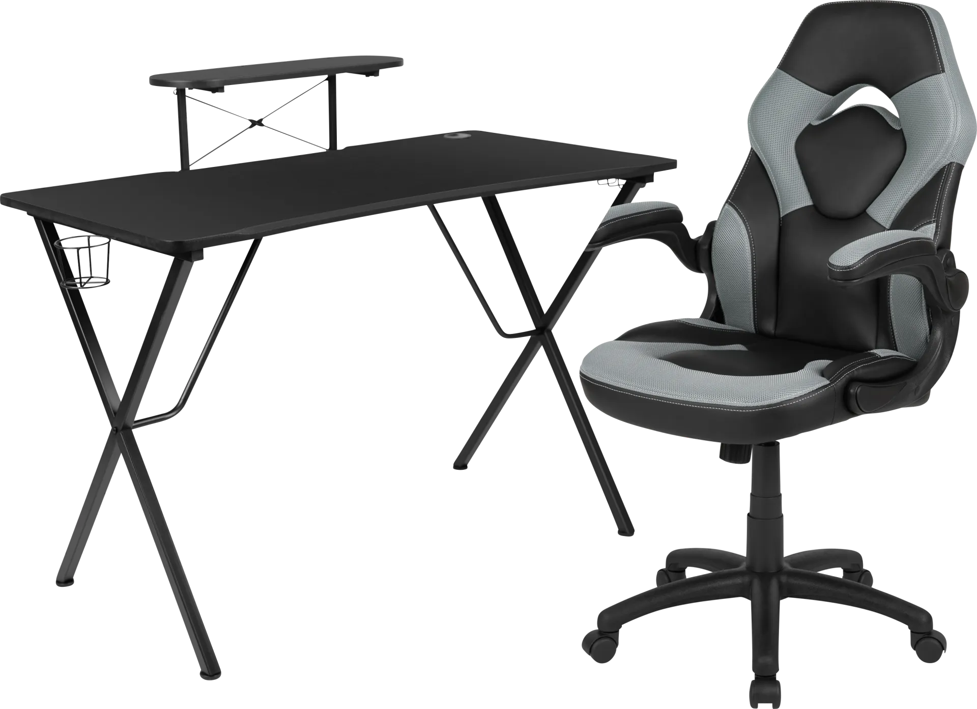 Gerro Black/Gray PC Gaming Desk and Chair Set - Image 1