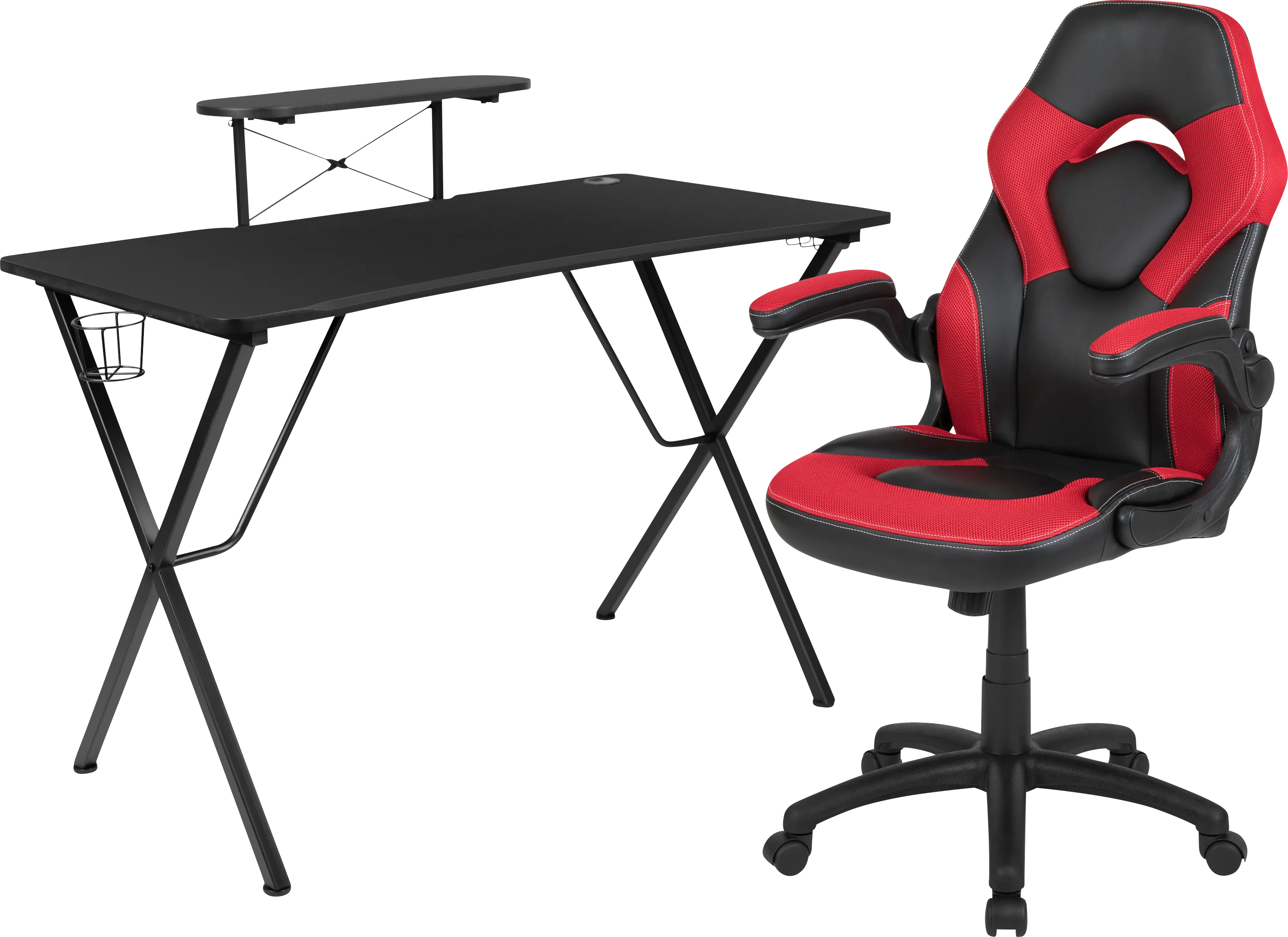 Gerro Black/Red PC Gaming Desk and Chair Set - Thumbnail - Image 1