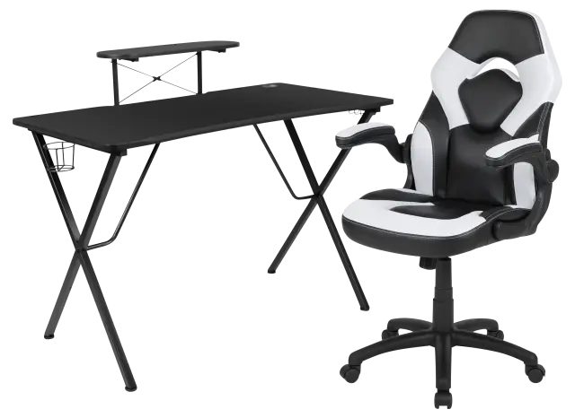 Gerro Black Black,Colors White Gaming Desk And Chair Set | Rooms to Go Gerro Black Black,Colors White Gaming Desk And Chair Set | Rooms to Go
