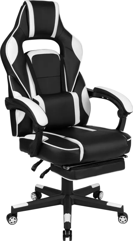 Exfor White Ergonomic PC Gaming Chair with Footrest