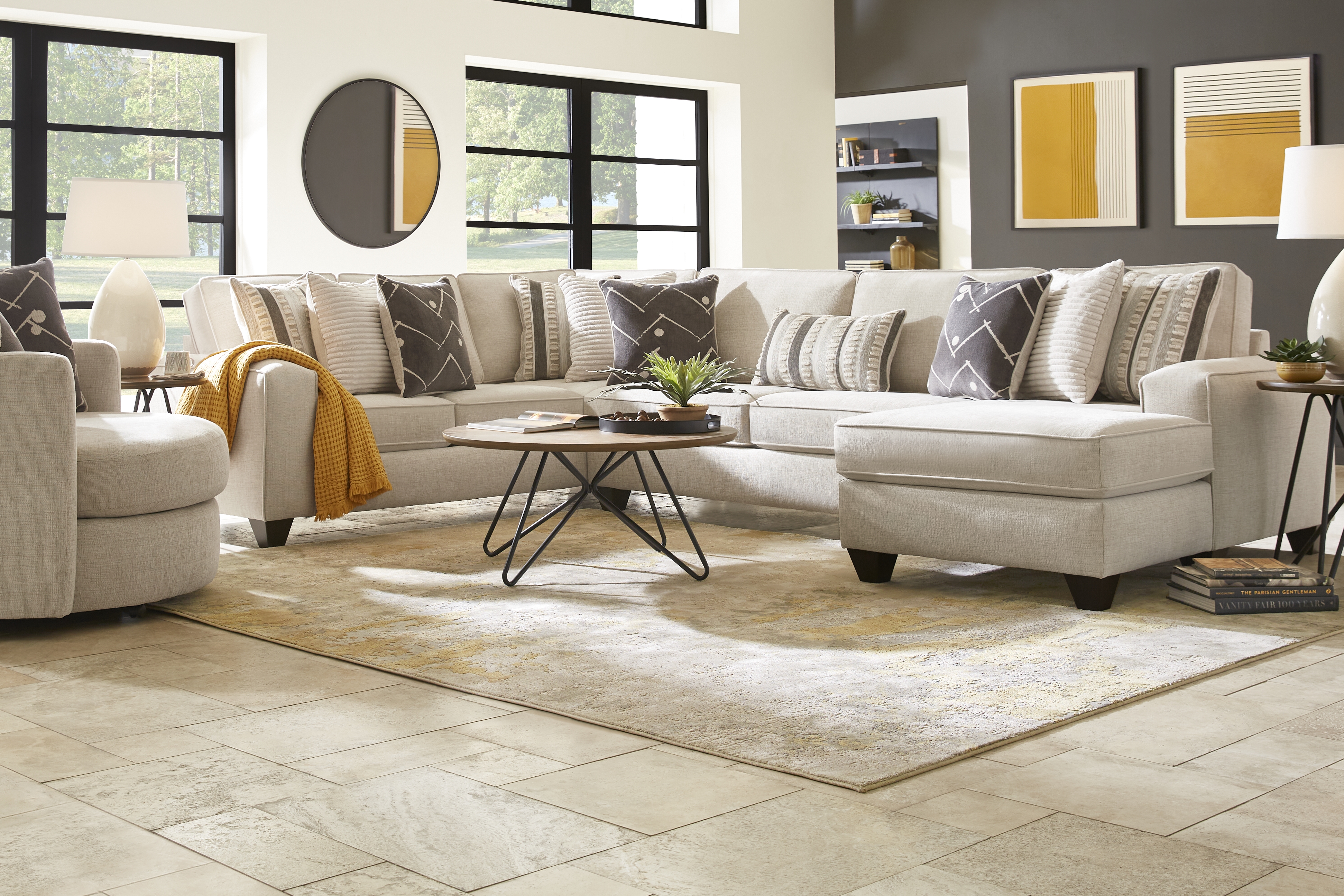 Aberlin Court Beige 3 Pc Sectional