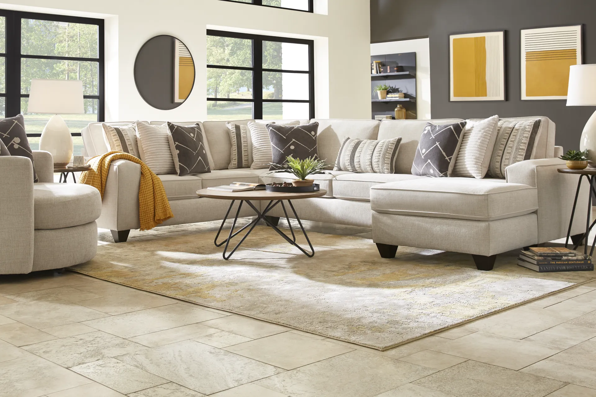 Aberlin Court Beige 3 Pc Sectional - Image 1