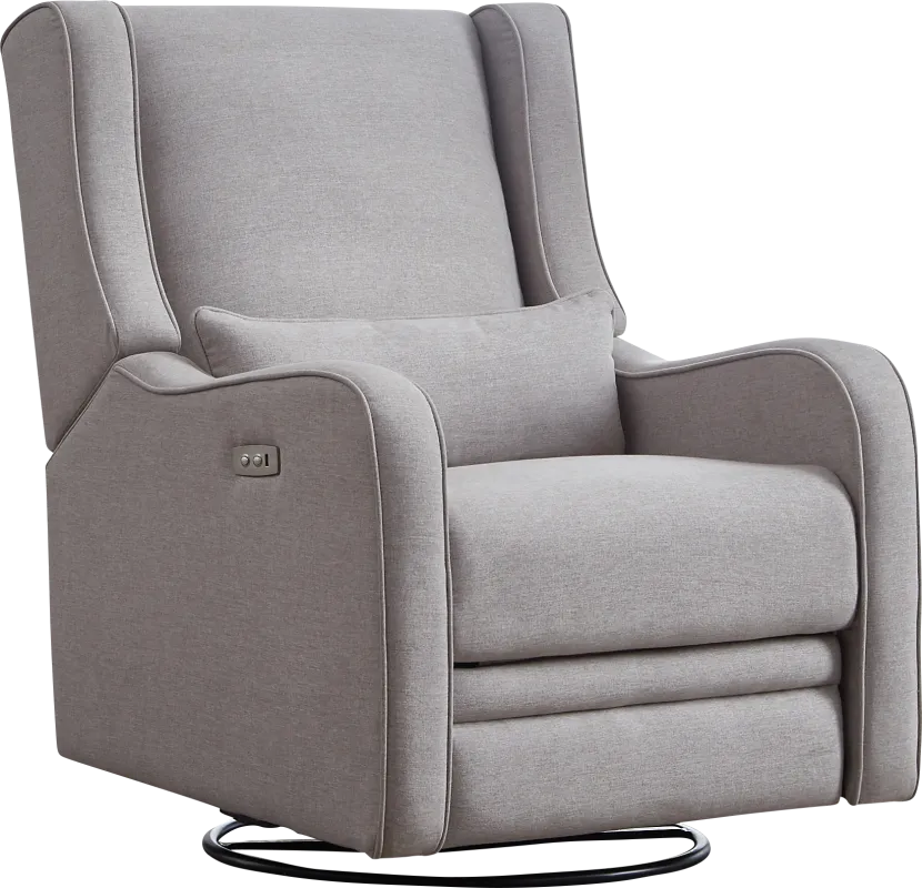 Nursery Tiernan Pewter Power Swivel Glider Recliner