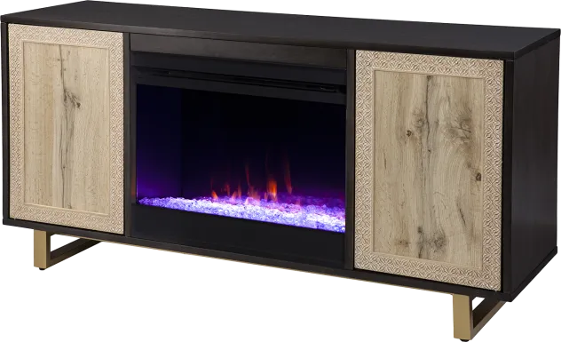 Linherk I Brown 54 in. Console, With Color Changing Electric Fireplace