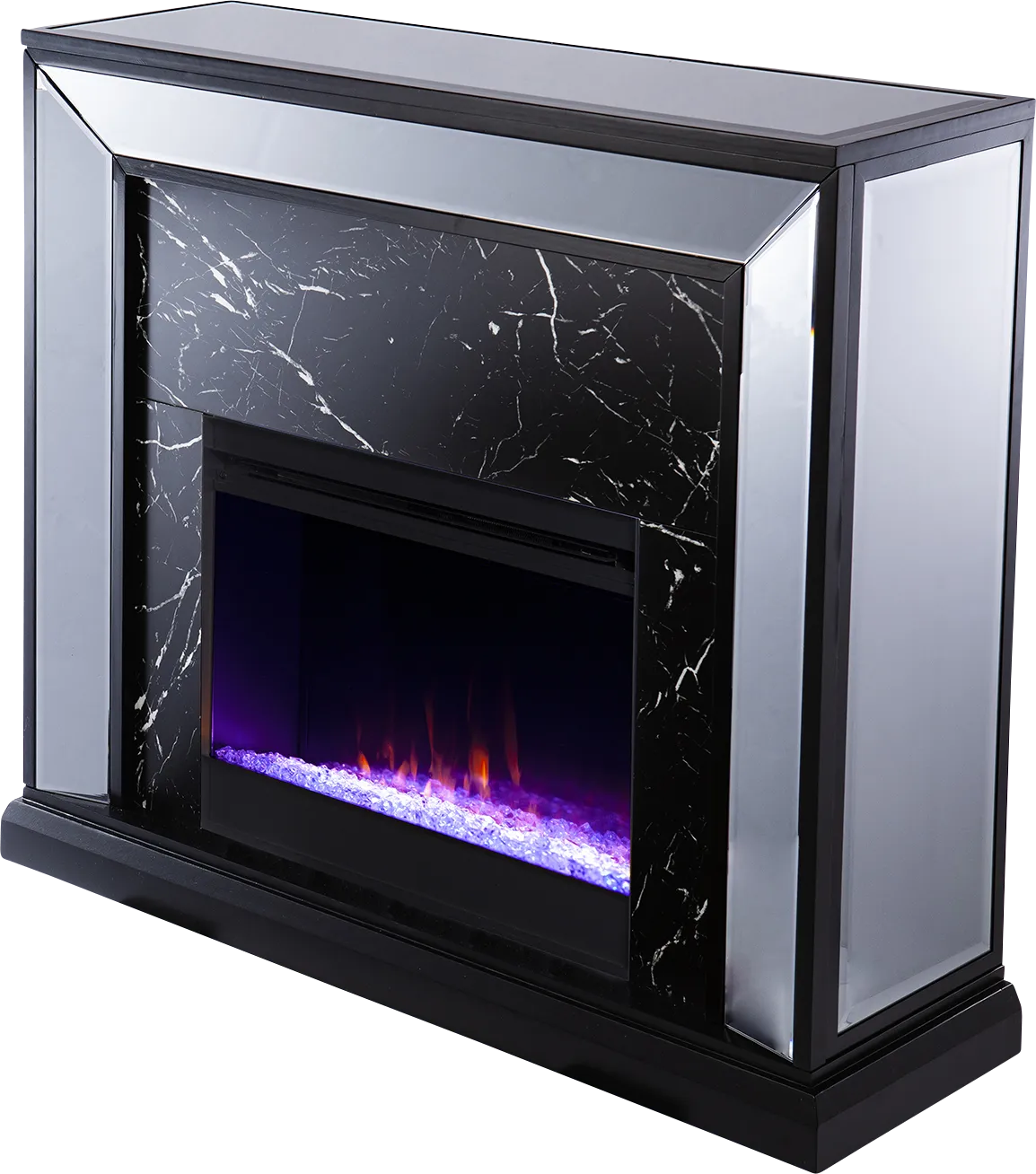 Levering I Black 44 in. Console, With Color Changing Electric Fireplace