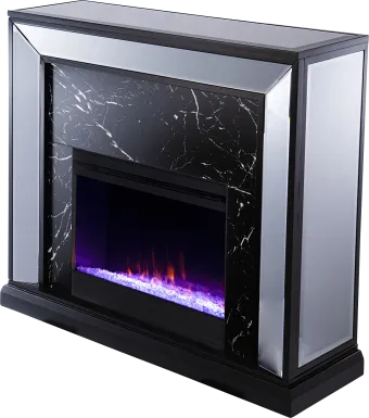 Levering I Black 44 in. Console, With Color Changing Electric Fireplace