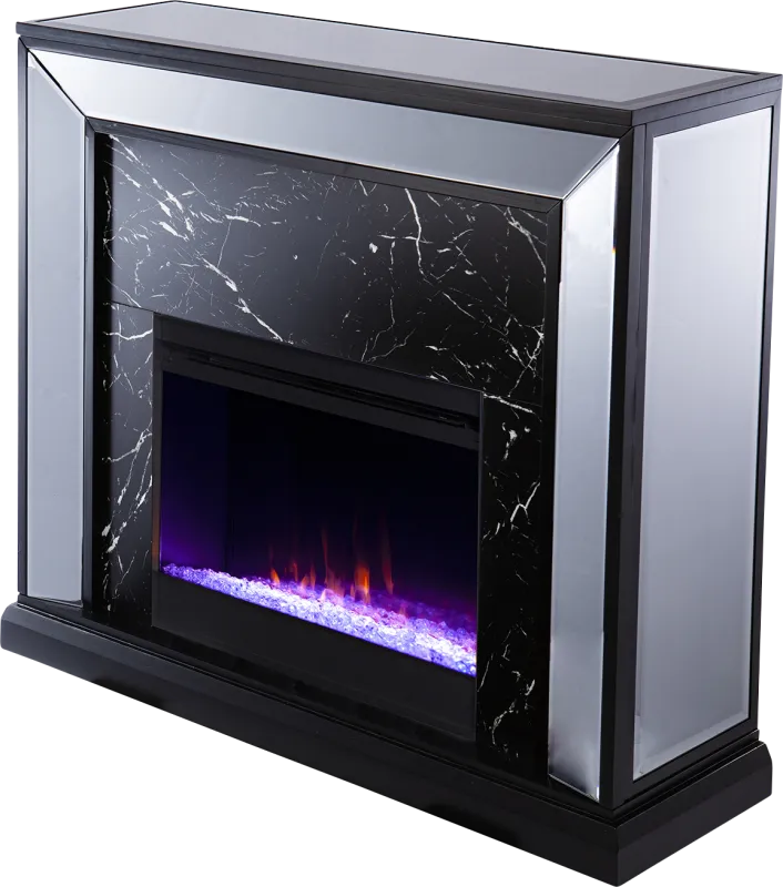 Levering I Black 44 in. Console, With Color Changing Electric Fireplace