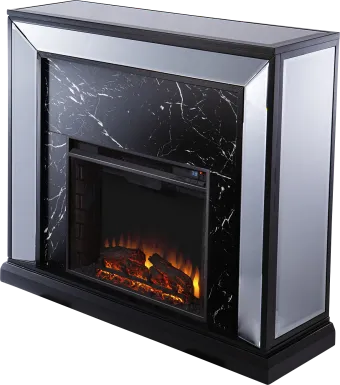 Levering II Black 44 in. Console, With Electric Log Fireplace