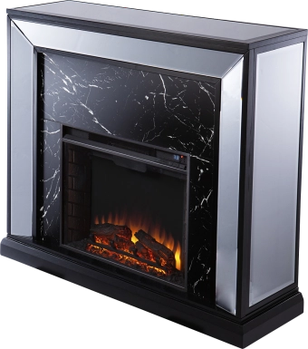 Levering II Black 44 in. Console, With Electric Log Fireplace